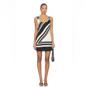 SIR Black and White Pietra Scoop Mini Dress